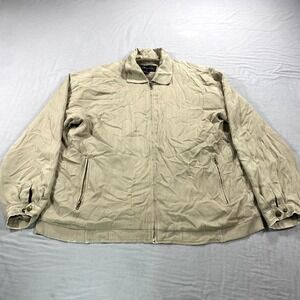 VINTAGE Baracuta Bomber Jacket Mens XL Khaki Silk Lined Full Zip Harrington *